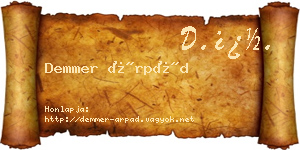 Demmer Árpád névjegykártya
