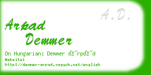 arpad demmer business card